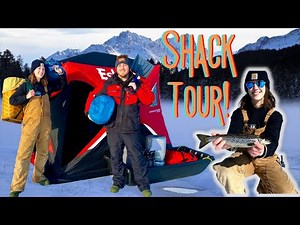 WINTER CAMPING OVERNIGHT on the ICE! Our FULL Set-Up + Ice Fishing for Trout and Salmon