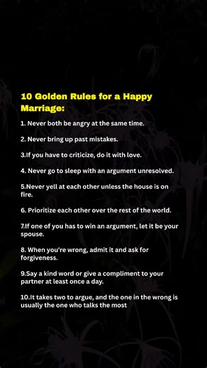 4.6K views · 32 reactions | 10 Golden Rules for a Happy Marriage…. #relatable | Late night thought | Facebook