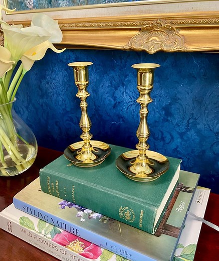 Pair of Baldwin Brass Candlesticks – 7” Forged in America Candle Holders, Vintage Polished Brass Taper Holders, Traditional Mantel Decor - Etsy