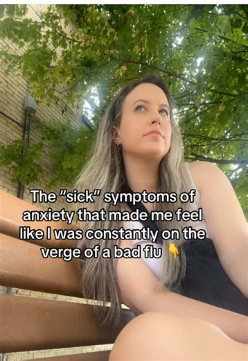 🤢 daily nausea that was especially worse right as a woke up in the morning 😷 loads of mucus and congestion that was also worse right as I woke up 🤧 weird throat symptoms like burning, itching and a feeling like something was stuck in my throat. I’d also get an “anxiety cough” 💪 painful muscles that felt like I had worked out. My whole body hurt like it does when you have the flu 😴 extreme fatigue that had me constantly worrying about my health 🤒 “fever” chills. I’d often wake up into panic