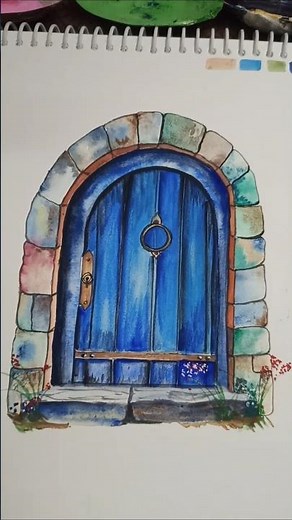 watercolor door painting step-by-step series day 2 #watercolourart #artistonyoutube #paintingprocess