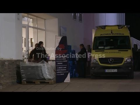 Spanish Red Cross sets up information point in town near site of deadly train crash to provide assis