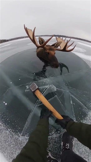 This Moose Was Trapped Under the Ice… Until a Man Did This 🤯🥶