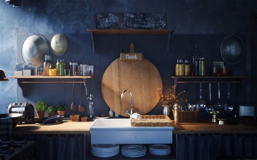 C4D厨房场景制作