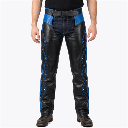 Leather Chaps Men Black Blue Motorcycle Chaps Snap Side Riding Pants Biker Gear Western Leather Leg Covers for Riding - Etsy