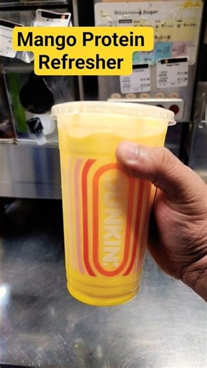 Dunkin Donuts Mango Protein Refresher ‪@Dunkin-Donuts‬ #mangojuice #mango #refresher