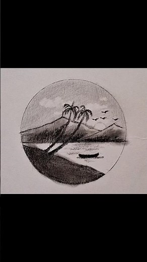 Easy Scenery Drawing | Simple Landscape Drawing For Beginners #scenerydrawing #drawing