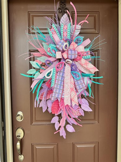 Pastel Spring Teardrop Swag - Easter Door Decor - Etsy