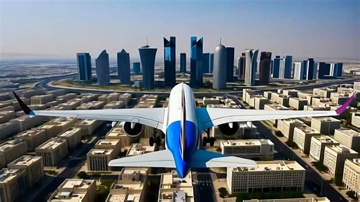 ✈️ Epic Qatar Airways Descent 🇶🇦 Soaring Over Doha’s Futuristic Skyline in 4K 🌆🔥 #qatar
