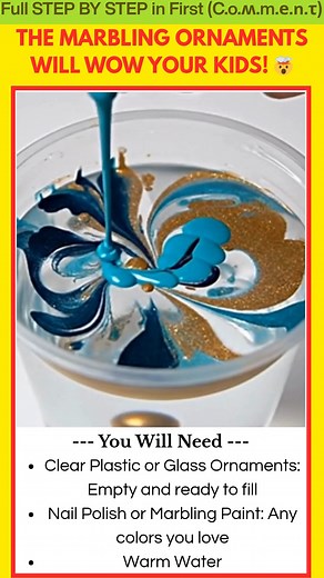 25K views · 94 reactions | Make Your Own Marbling Ornaments at Home Looking for a craft activity that kids will love? These DIY marbling ornaments are colorful, mesmerizing, and easy enough for the whole family. With just a few simple ingredients, you can create swirling, one-of-a-kind designs right at home. | Kira Recipes | Facebook
