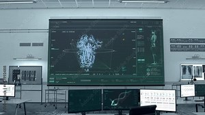 Microscopic research of the infectious virus. Microscopic software studies the covid-19 virus composition at the research laboratory. Microscopic research of the pandemic virus. Protein Structure.