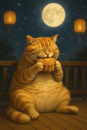Cute Feline's Lunar Feast! Mooncake Eating Show #CatMukbang #cat