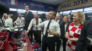 Putin. Macron. Infantino. Grabar-Kitarovic. There were some big-name visitors in France and Croatia's locker rooms after the World Cup final Credit: Ruptly | GOAL