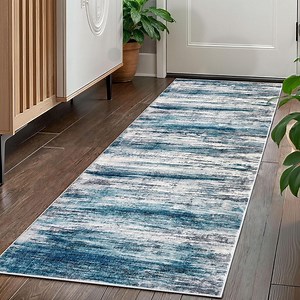 iOhouze Hallway Runner Rug 2x5 Washable Rug Runners Non Slip Kitchen Runner Rug Soft Print Distressed Blue Carpet Runner for Entryway Bedroom Kitchen Laundry Room