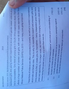 2.1 Define the term "gender-based violence" and show your under... | Filo