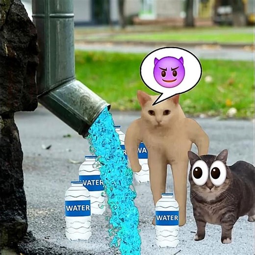 Baby Banana Cat & Drainage Water 😺❤️ #catmemes #cat #shorts #fyp #bananacat