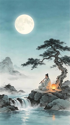 Chinese Guqin, Guzheng & Xiao Music by the Moonlit Waterfall | A Moment of Stillness | 松月聽泉