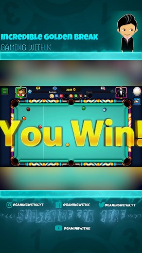 8.4K views · 131 reactions | incredible golden break in 9 ball 8 ball Pool#gamingwithk #8ballpool #goldenbreak | Gaming with K | Facebook