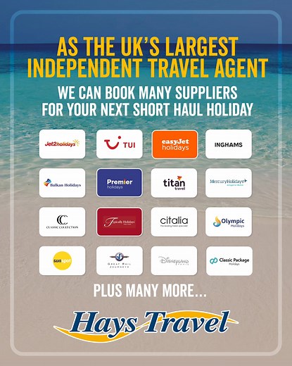 🤩 Unlock Your Holiday Deal with Hays Travel! 🤩 Dreaming of your next getaway? Now’s the perfect time to book! With free child places, low deposits, and exclusive savings, your dream holiday is closer than you think. ✈️ Did you know we can book your easyJet holidays, Jet2holidays and TUI holiday PLUS many more with interest free monthly payments?! 💸 ❤️ Deposits from ONLY £49pp ❤️ Flexible monthly payment plans ❤️ Unmissable deals on your favourite destinations Relax while our agents take care