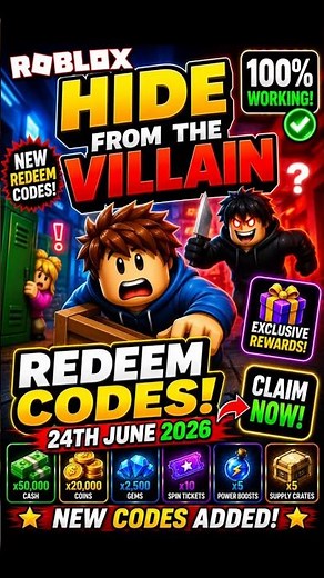 NEW Hide from the Villain Codes | Roblox Hide from the Villain Codes
