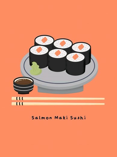 Simple Salmon Maki Doodle Art Tutorial