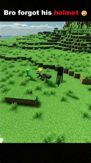 Bro forgot his helmet #minecraft #shorts