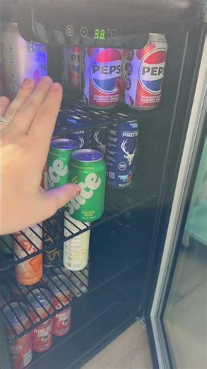 Mini beverage fridge saves us sooo much space in our main fridge!! 🤌🏼 #minifridge #beveragefridge