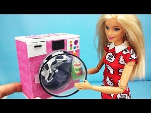 7 DIY Barbie Hacks : Miniature Washing Machine, Toothpaste, Vacuum cleaner and Accessories