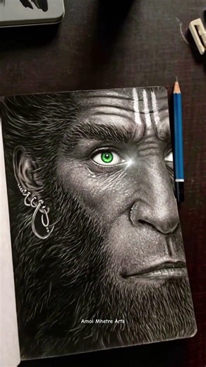 Hanumanji Drawing using Charcoal and Graphite Pencil