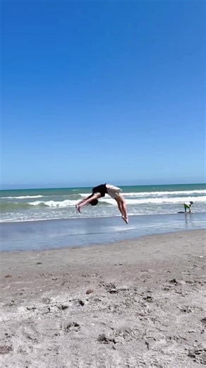 Beach=tumbling #gymnastics #beach #fyp #trend #viral | tumbling