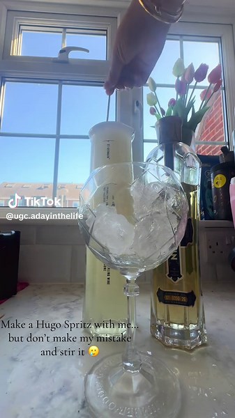 Make a Hugo spritz with me (minus the mint) using my beautiful new @ST-GERMAIN® Liqueur carafe. Here’s to the drink of the summer 🍹🍸🥂#hugospritz #summerdrink #elderflower #stgermains #cocktail