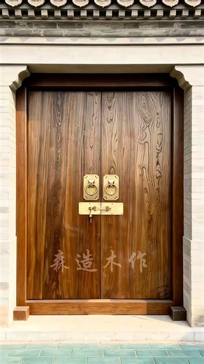 Old Elm Wood Rural Self-Built House | Double-Opening Entrance Door 🪵🏡#woodworking #ubwoodcraftstudio