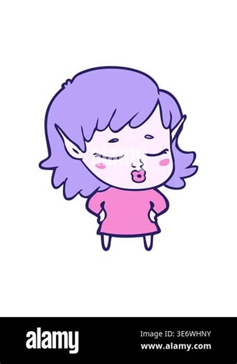 shaking motion animation of doodle cartoon of an elf girl Stock Video Footage - Alamy