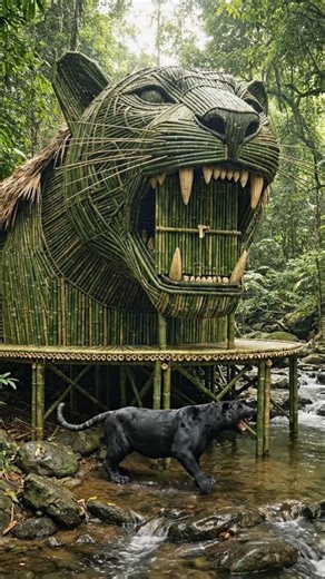 I Built a Secret Bamboo Palace | Beautiful Handmade Bamboo Craft 🎋 #bamboohouse #shorts#trending#ai