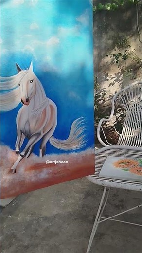 Horses Running Painting|white beauty horse oil painting #horsepainting #shorts #art