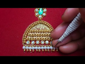 Aariwork embroidery/jumukka design/jimikki kammal design tutorial