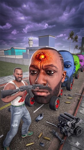 Giant Head Cars Vs Franklin In Indian bike driving 3d #shorts #franklin #indianbikedriving3d