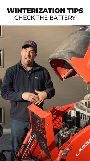 As you get ready for winter be sure to check on your battery. Cold weather will expose a weak battery and you don't want to be stuck with a tractor that won't start when you want to plow your snow. #winterization #compacttractor #battery #maintenance