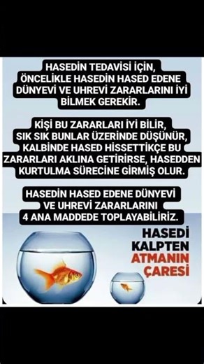 HASEDİN TEDAVİSİ İÇİN ÖNCELİKLE, HASED EDENE DÜNYEVİ VE UHREVİ ZARARLARINI İYİ BİLMEK GEREKİR.