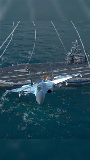 Russian Sukhoi SU37 Terminator missile launch on US Navy Carrier | #fighterjet #missile #military