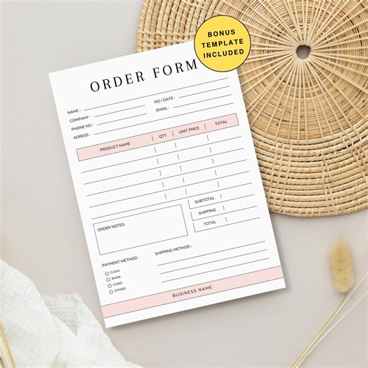 Editable Order Form Template | Bonus Included | Canva Template