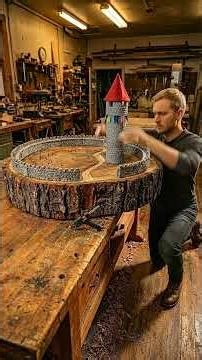 I Built a Complete Medieval Village on a Tree Trunk From Scratch 🏰🌿✨ #TinyBuildsLab #MedievalVillage