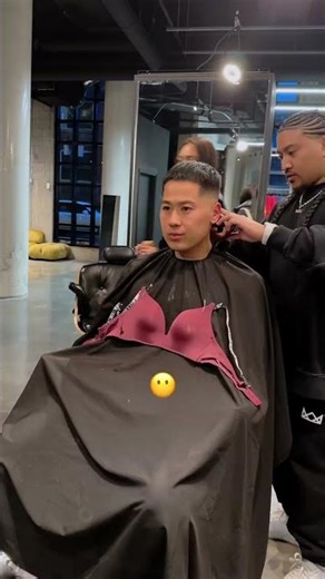 Barber pranks his clients by putting a bra on them with the cape!