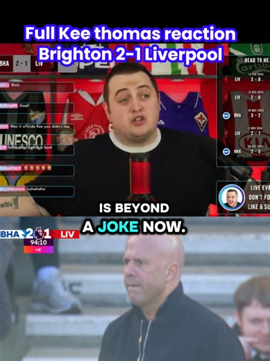 Kee thomas fuming😂 - Brighton 2-1 Liverpool reaction #liverpool #footballtiktok #PremierLeague #brighton #viral