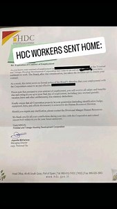 HDC WORKERS SENT HOME: HUNDREDS OF WORKERS ATTACHED TO THE HDC CONTRACTS WERE NOT RENEWED. THEY WERE SENT LETTERS ON FRIDAY | Elizabeth Williams
