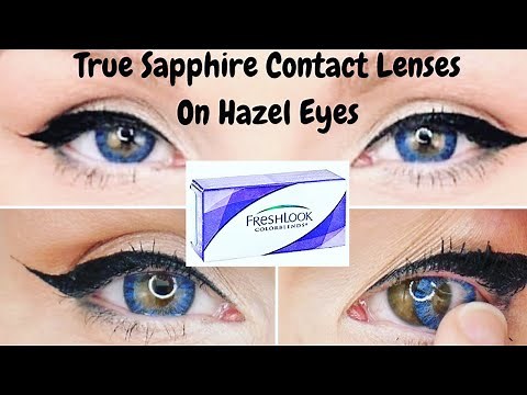 Fresh Look Colorblends Contact Lenses In True Sapphire On Hazel Eyes