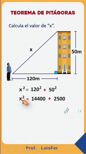Teorema de Pitágoras: Calcula x en triángulo rectángulo