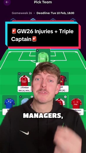 FPL Gameweek 26 Complete Guide 🚨Follow for more fantasy premier league content #fpl #fantasypremierleague #fplplug