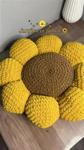 Sunflower crochet pillow #crochet #yarn #amigurumi #crochetsunflower #explore #handmade