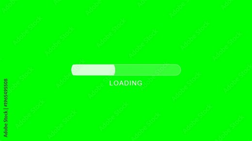 White loading bar animation on green background